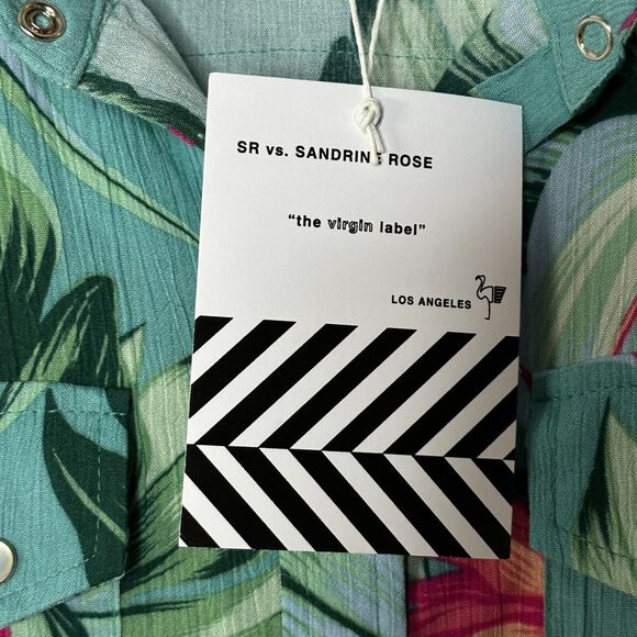 Sandrine Rose Hawaiian Floral Pearl Snap Front Shirt Women Small NWT Made in USA - Picture 9 of 11